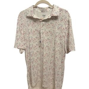 1764‎ Golf Signature  Large White Star Print Polo Shirt NWT
